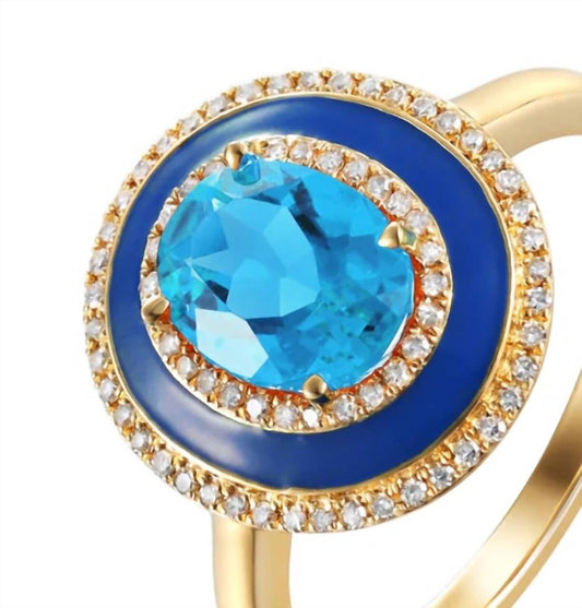 Diana M Jewels - 1.55 Cts Blue Topaz Diamond Ring
