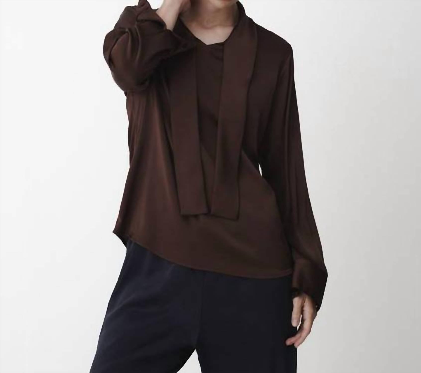 Karmamia Audrey Blouse in semi rich brown - women's blouse