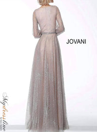 Jovani - Glitter Long Sleeve Dress