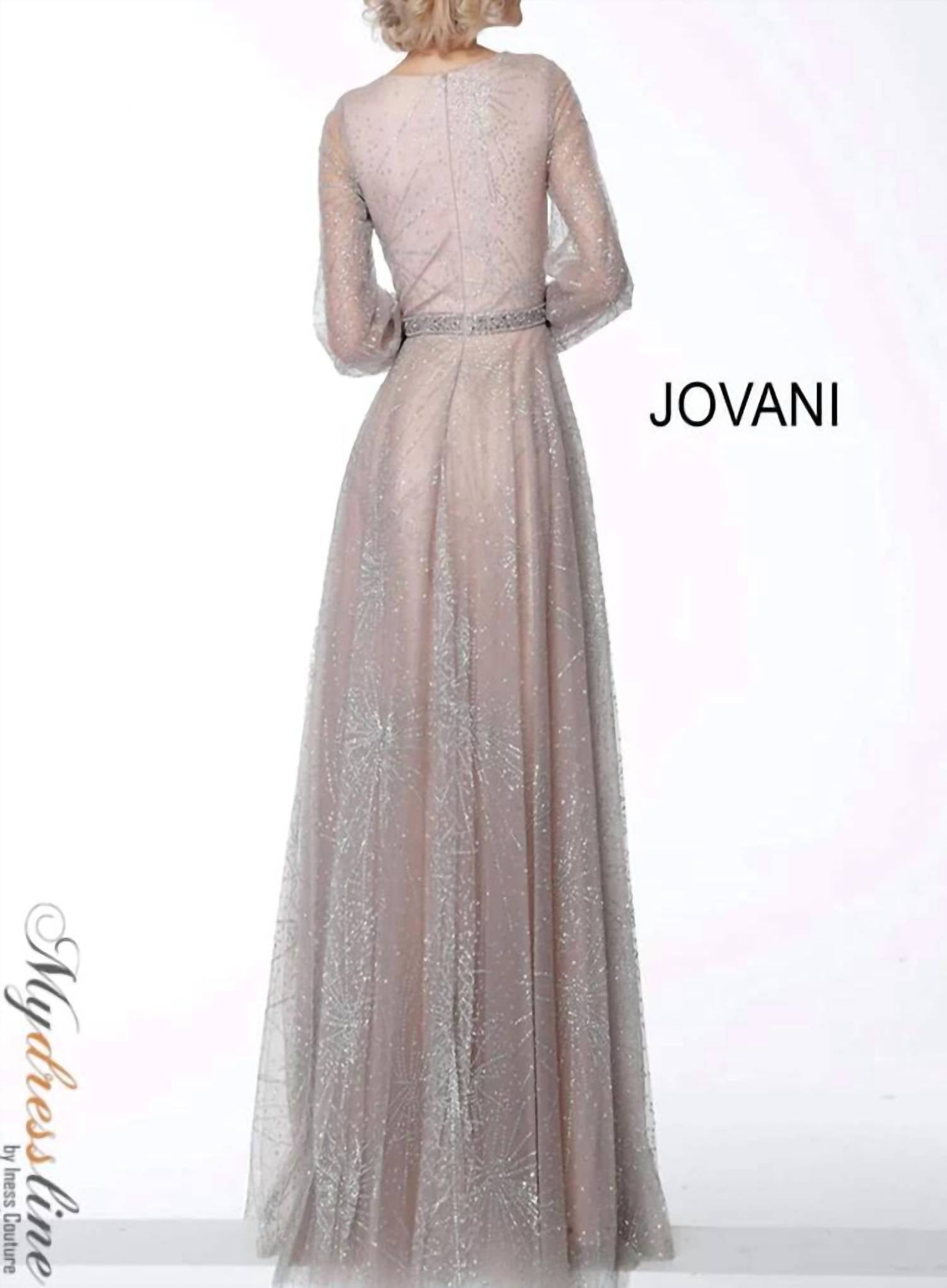 Jovani - Glitter Long Sleeve Dress