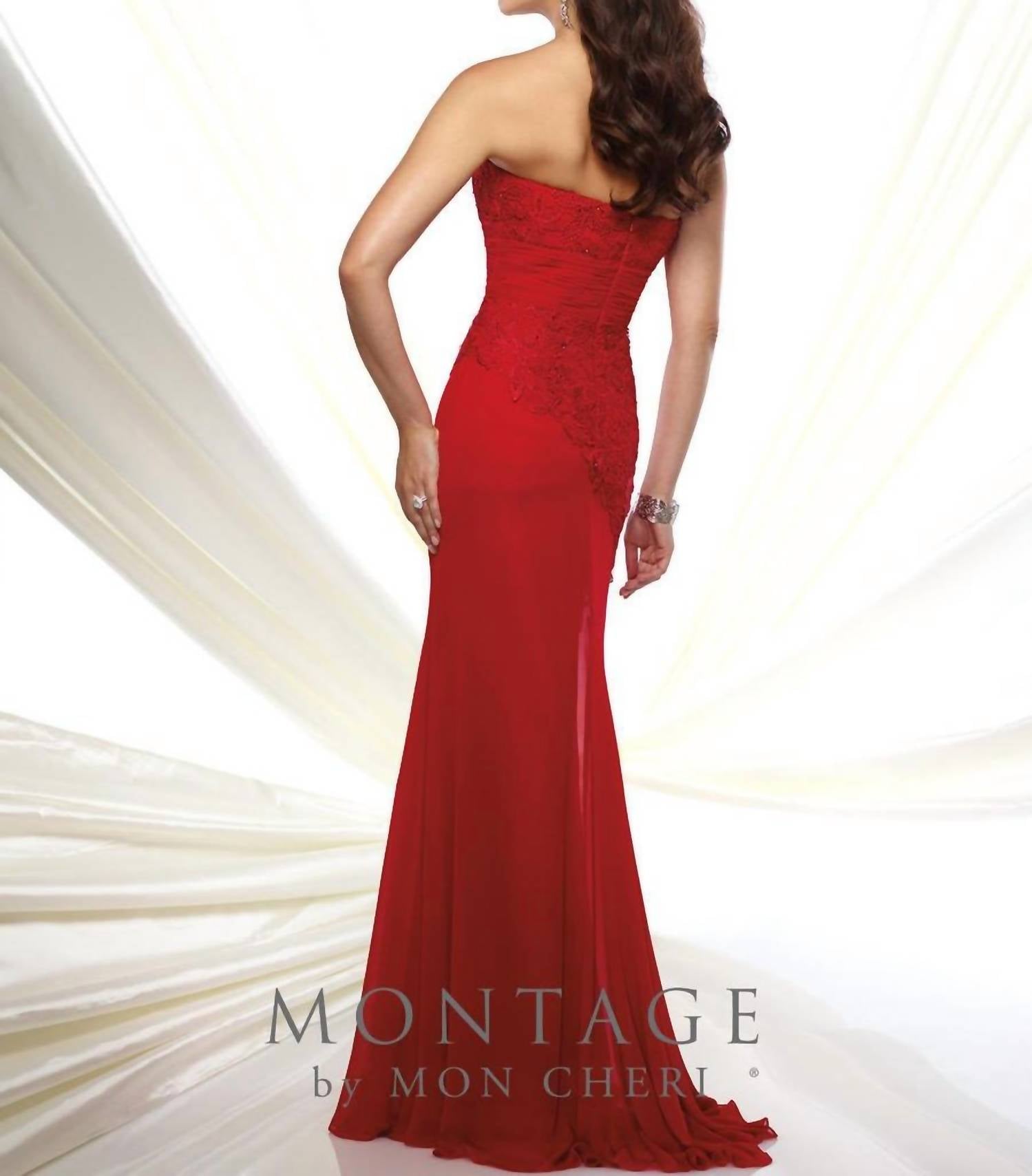 Montage By Mon Cheri - Two-piece chiffon and Venise lace dress set