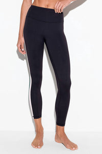 SPIRITUAL GANGSTER Sage 7/8 High Waist Legging in black pinkquartz lilypad - women's pants