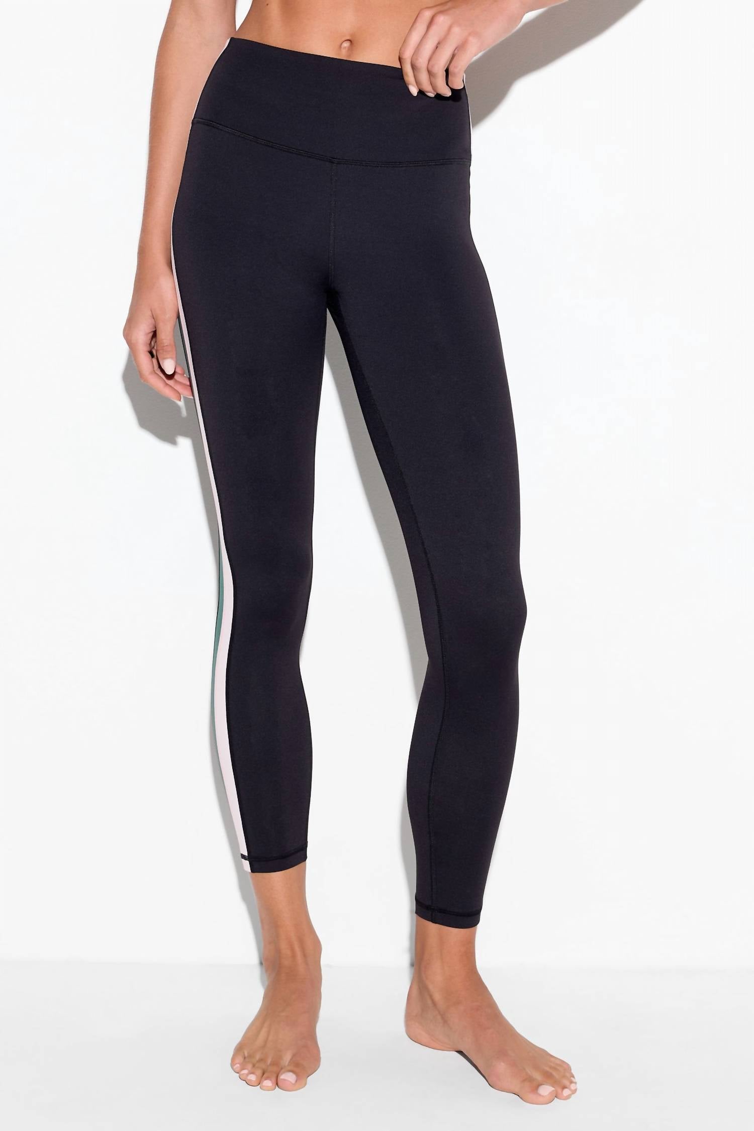 SPIRITUAL GANGSTER Sage 7/8 High Waist Legging in black pinkquartz lilypad - women's pants