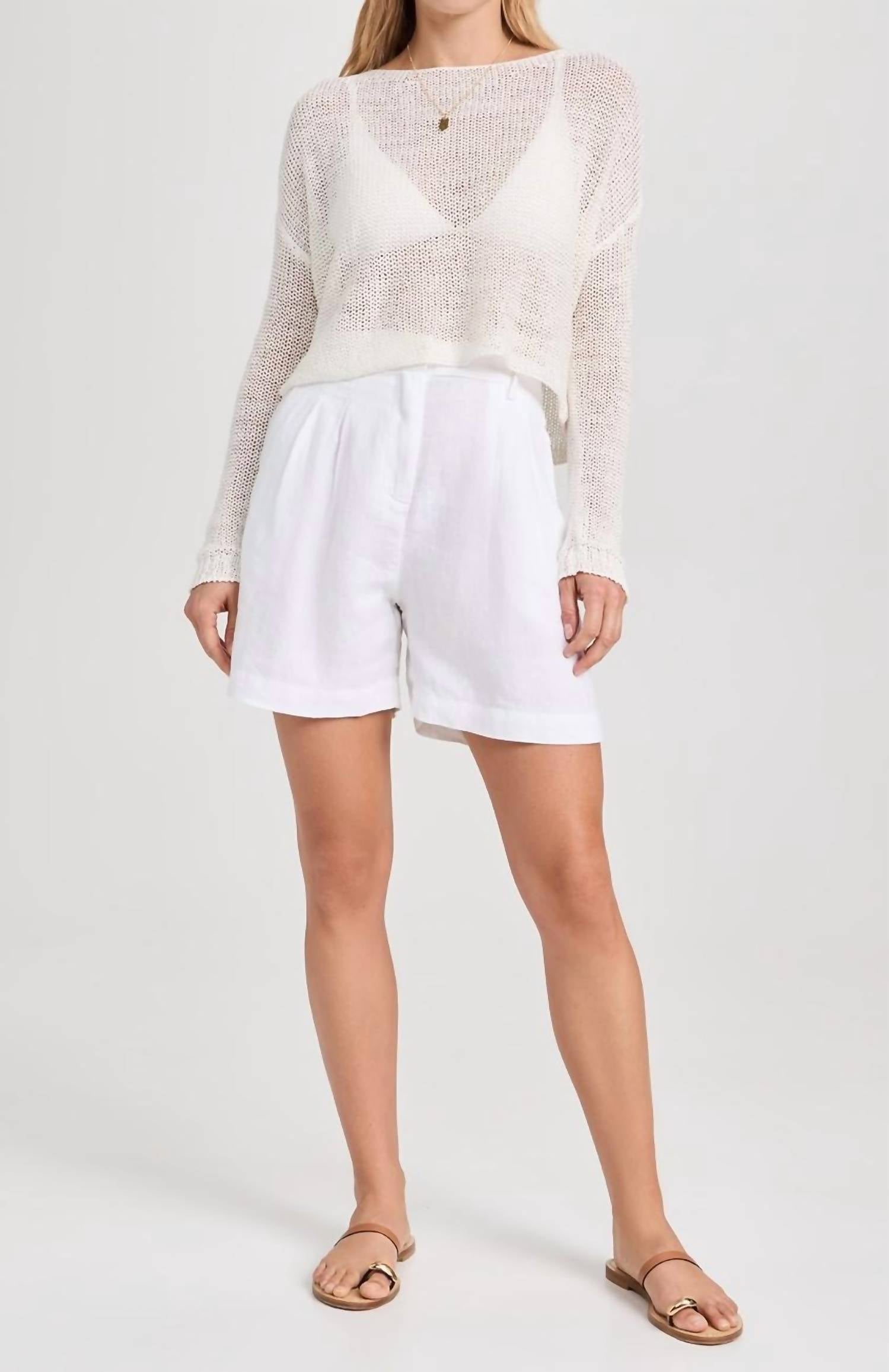 Enza Costa - Linen Open Knit Bateau Sweater