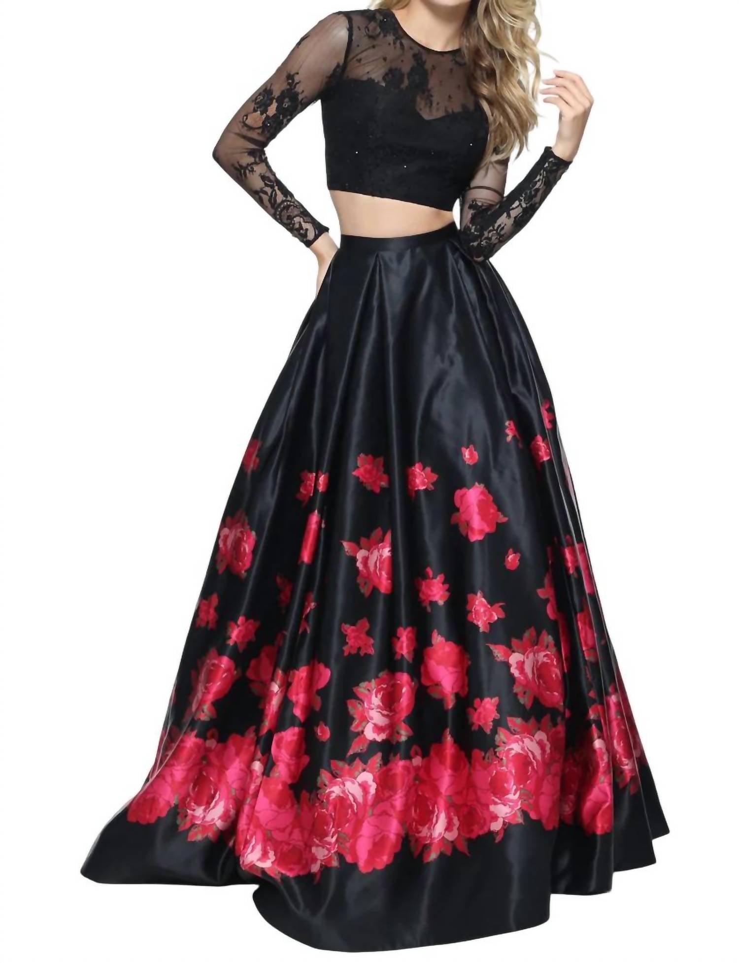Sherri Hill - Two-Piece Floral Prom Dress