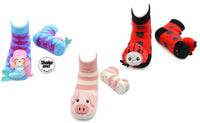Liventi Inc. Kids Boogie Toes Rattle Socks - Set Of 3 in rainbow mermaid rosie pink pig ladybug - kids' accessory