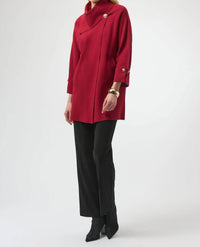 Joseph Ribkoff - Sweater Knit Coat With Overlap Collar
