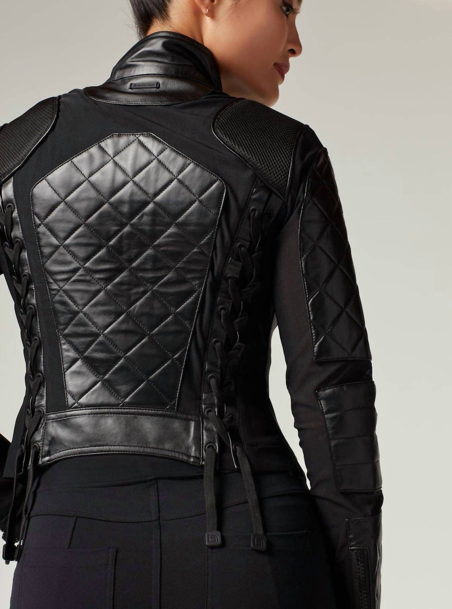 Blanc Noir - Classic Leather Mesh Moto Jacket