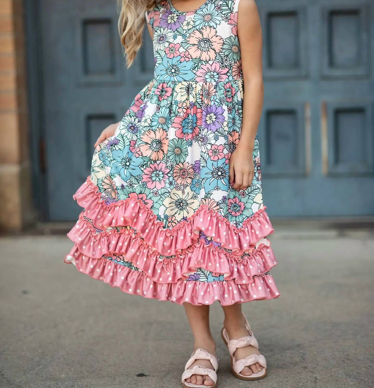 Adorable Sweetness - Girls Floral Ruffle Dress