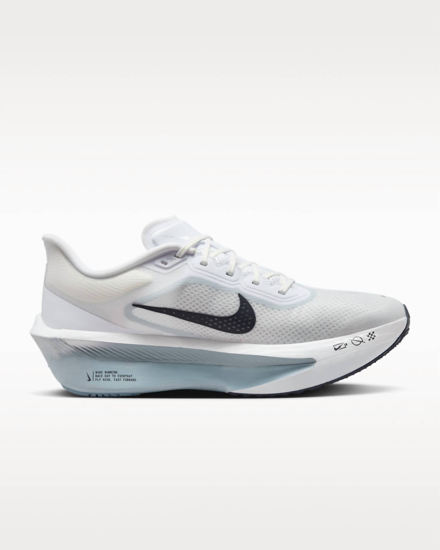 NIKE Men's Zoom Fly 6 Road Racing Shoes in white pure platinum obsidian mist gridiron - men's shoe