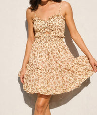 DRESS FORUM Floral Print Smocked Sweetheart Mini Dress in multi - women's dress
