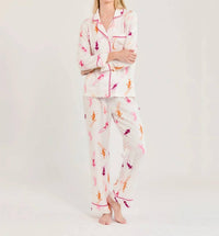 KATIE KIME Bluebird Day Long Sleeve Pajama Set in ski print - women's sleepwear