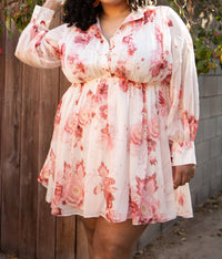 Latiste - Sweet Like Ice Cream Chiffon Empire Waist Mini Dress - Plus Size