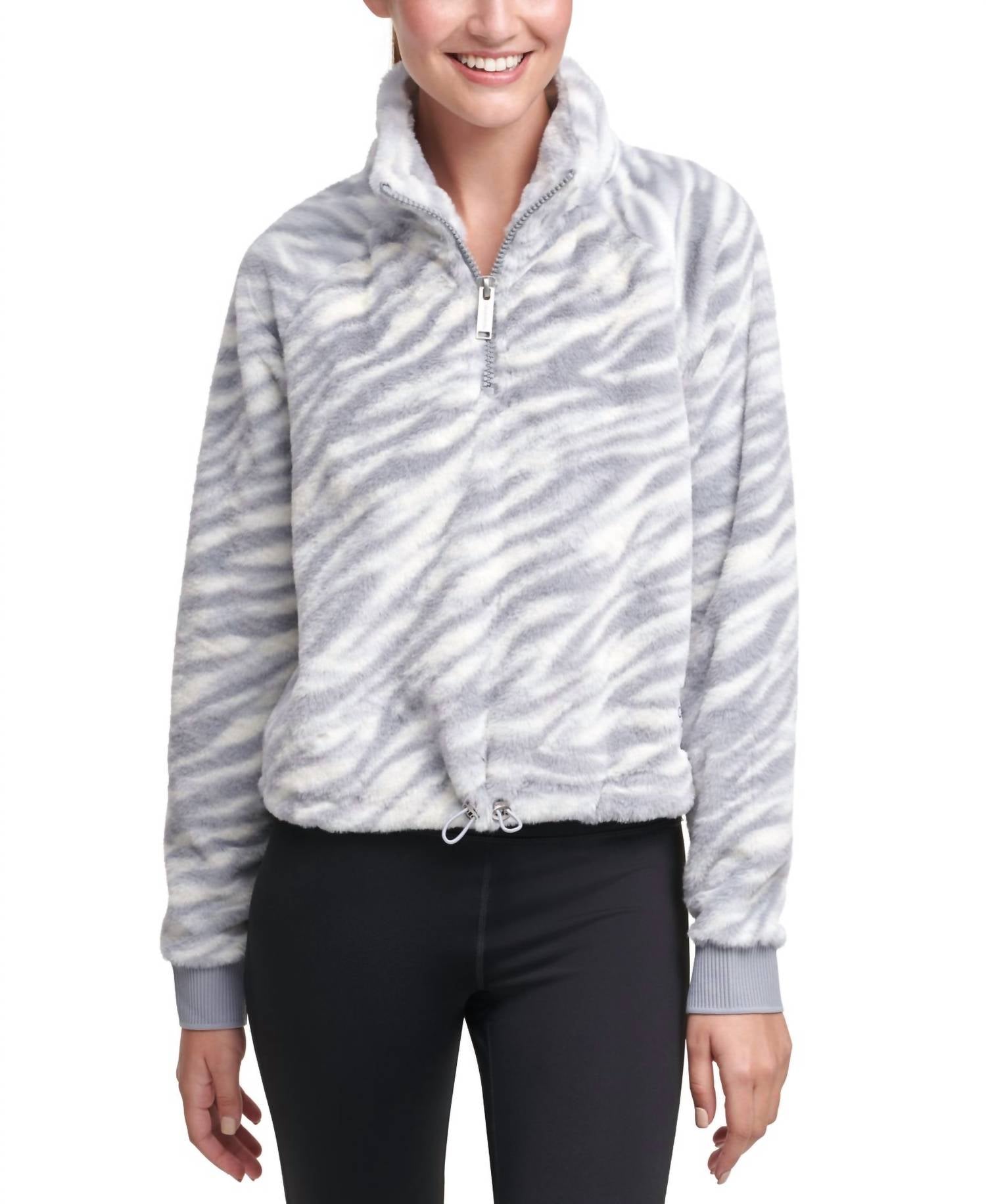Calvin Klein - Calvin Klein Womens Performance Animal-Print Half-Zip Top