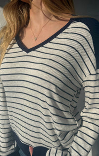 Red Haute - Ashley Striped V-Neck Top
