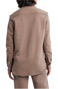 Frank & Eileen Eileen Tripple Fleece Relaxed Button Up Shirt in brulee - women's shirt - detail view