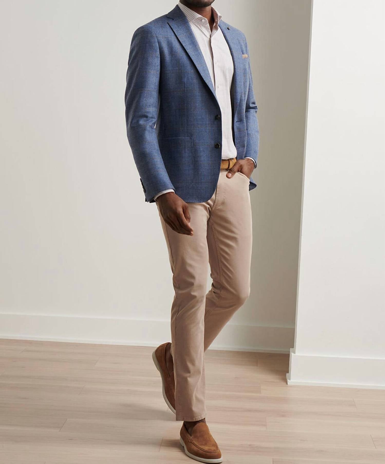 PETER MILLAR Delrose Plaid Soft Jacket in nebula blue - men's jacket - alternate view