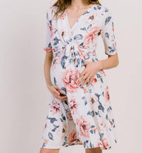 Hello Miz - Floral Print Tie Waist Wrap Dress