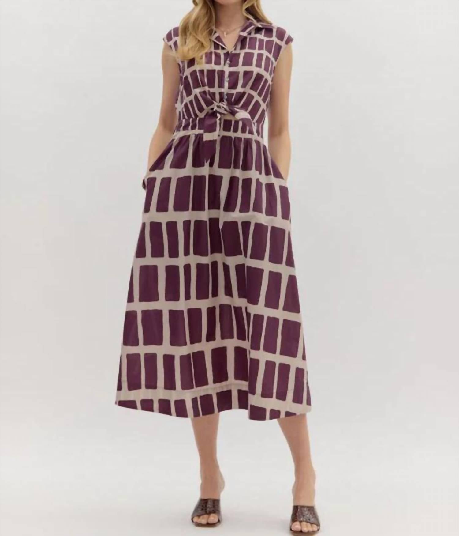 entro Knot Front Dress in purple - women's dress