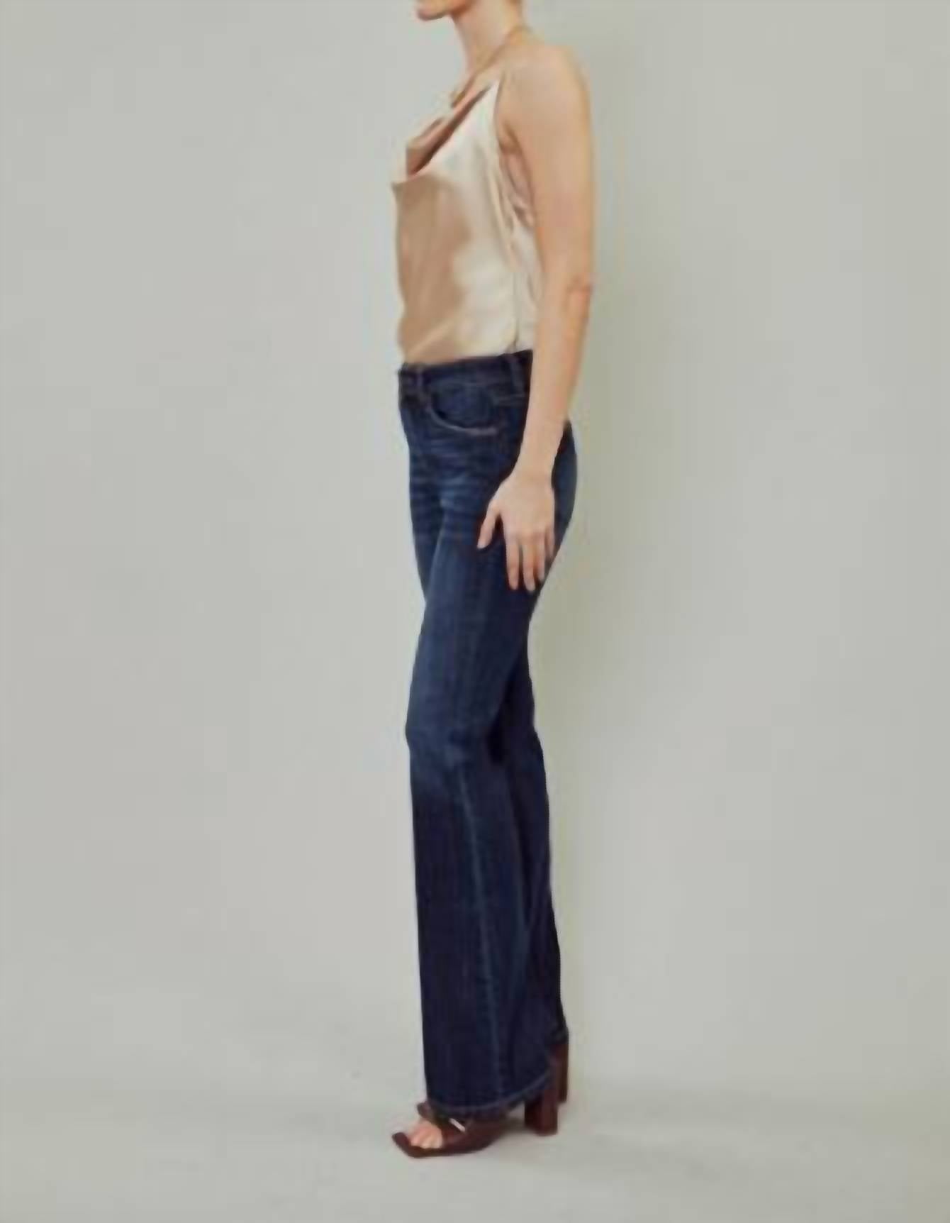 KanCan Mid-rise Flare Jeans in blue - women's jeans - detail view