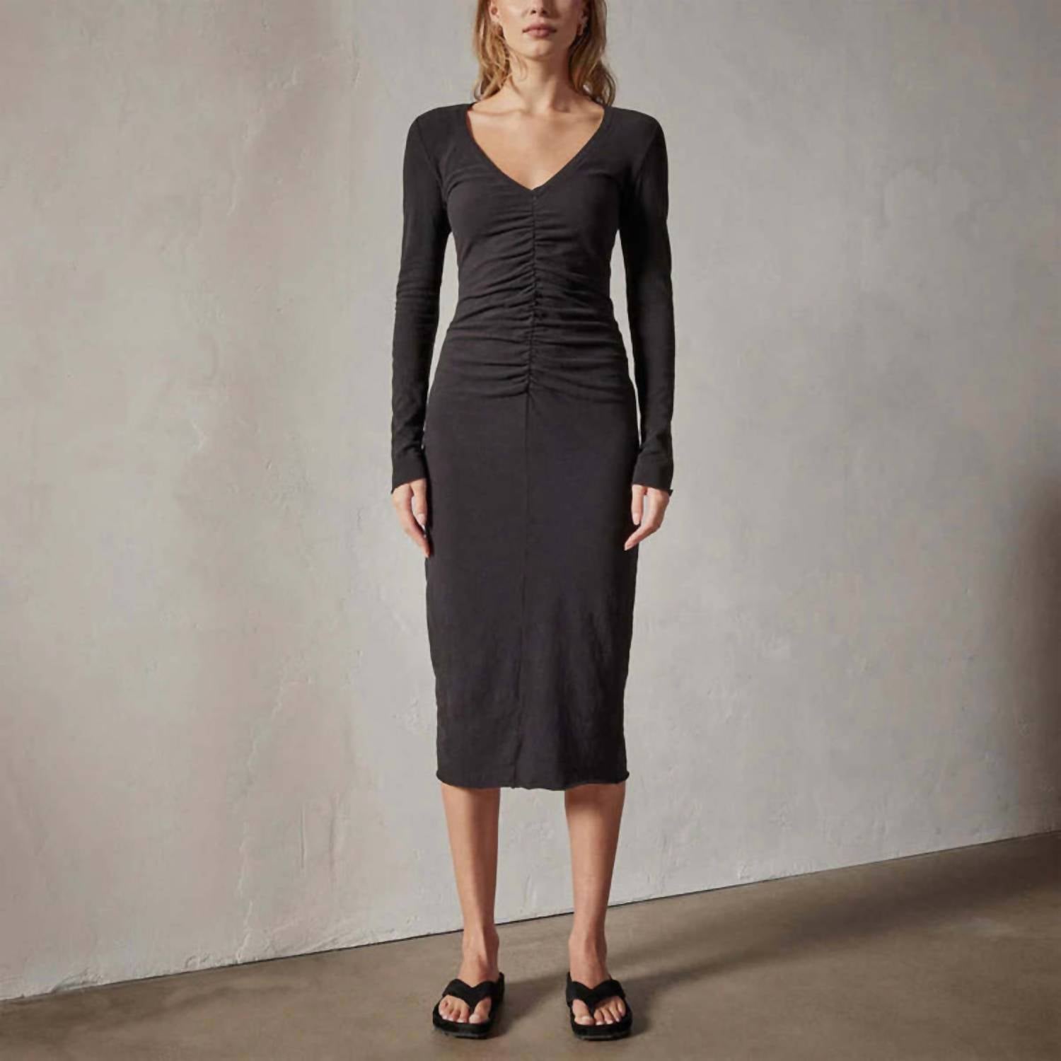James Perse - Deep V Front Ruched Dress