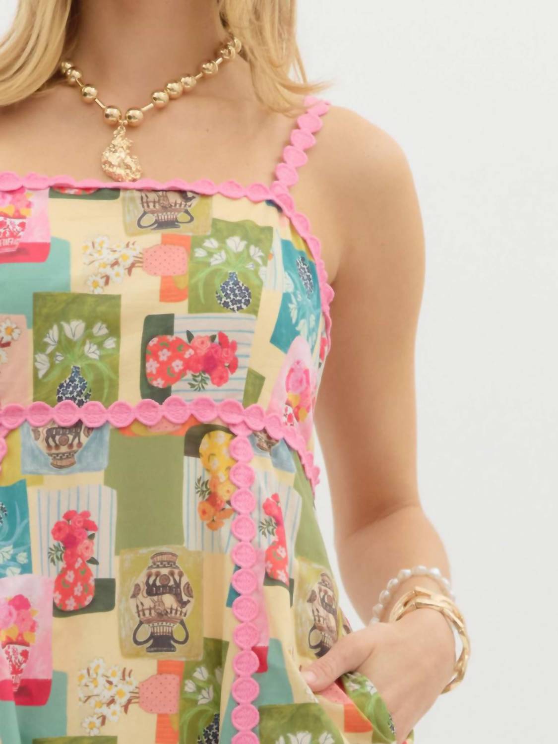 Entro - Italian Vase Print Midi Dress