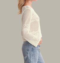 525 America - Nadia Floral Pointelle Cotton Cardigan
