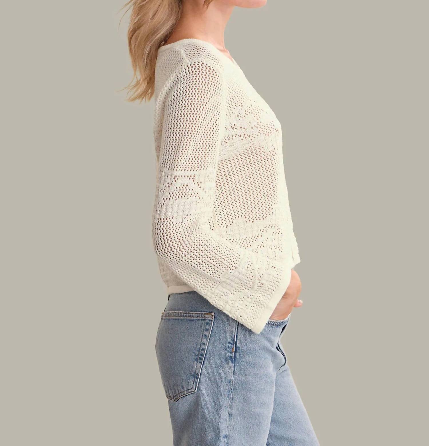 525 America - Nadia Floral Pointelle Cotton Cardigan