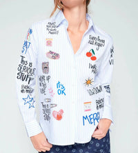 Vilagallo - Striped Graffiti Blouse