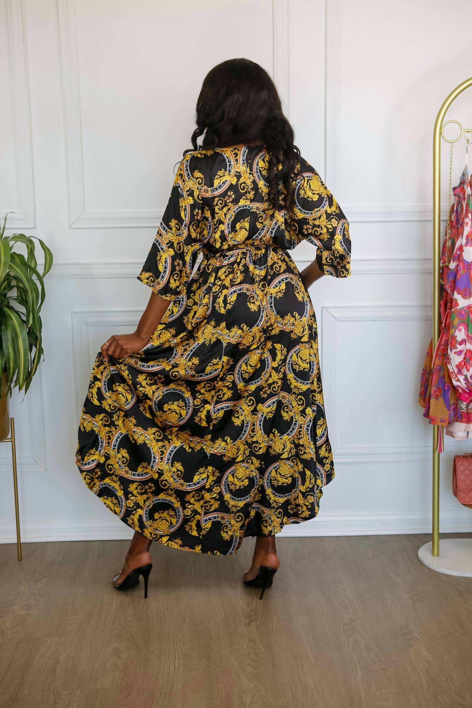 Little Secret Of Mine - Spark My Love Asymmetrical Maxi Wrap Dress