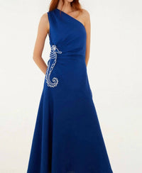 Farm Rio - Seahorse Embroidery One-shoulder Midi Dress