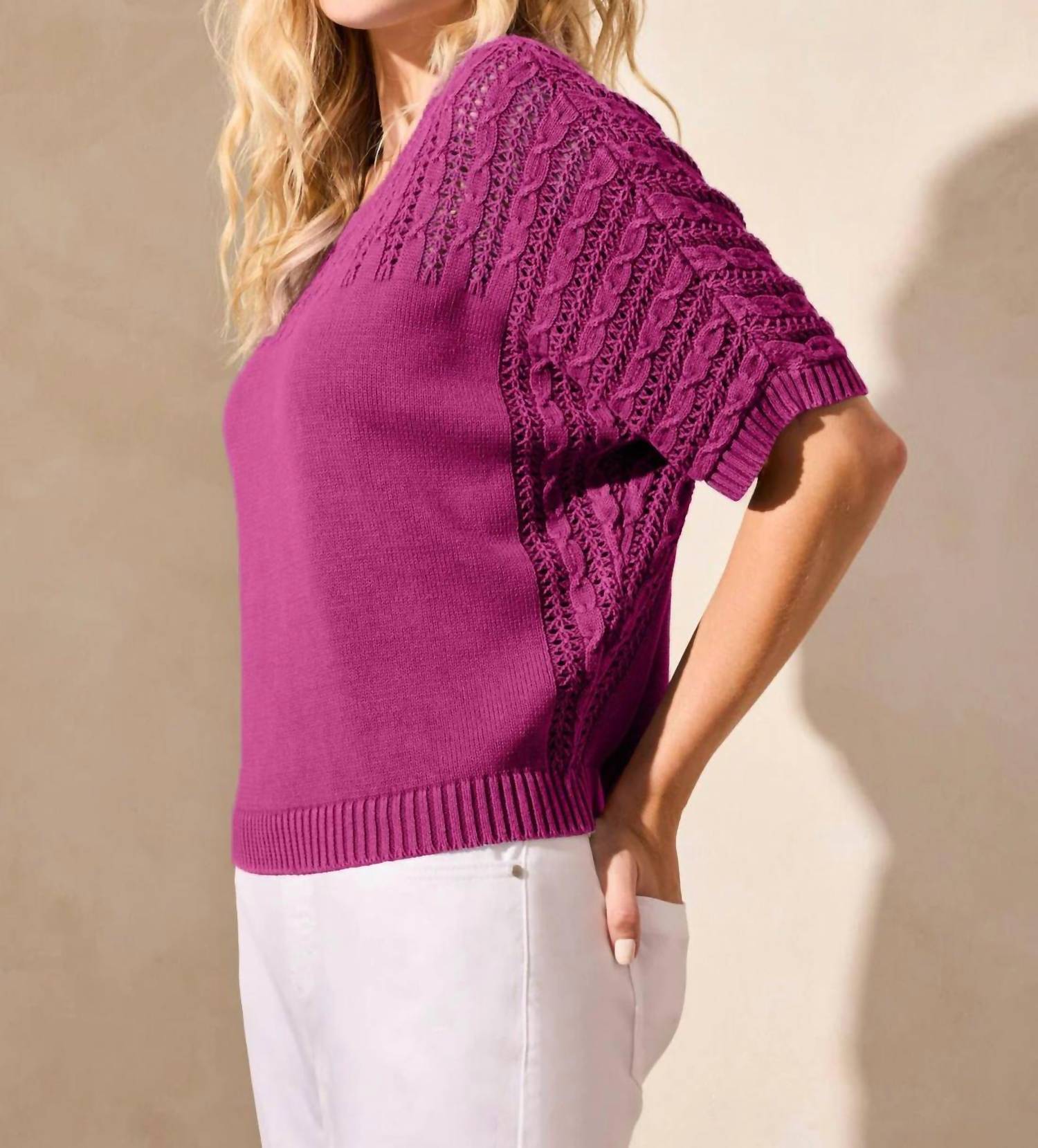 Tribal - Fancy Stitch Short Sleeve Sweater