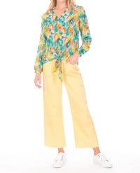 Apny - V-neck Tie Front Top