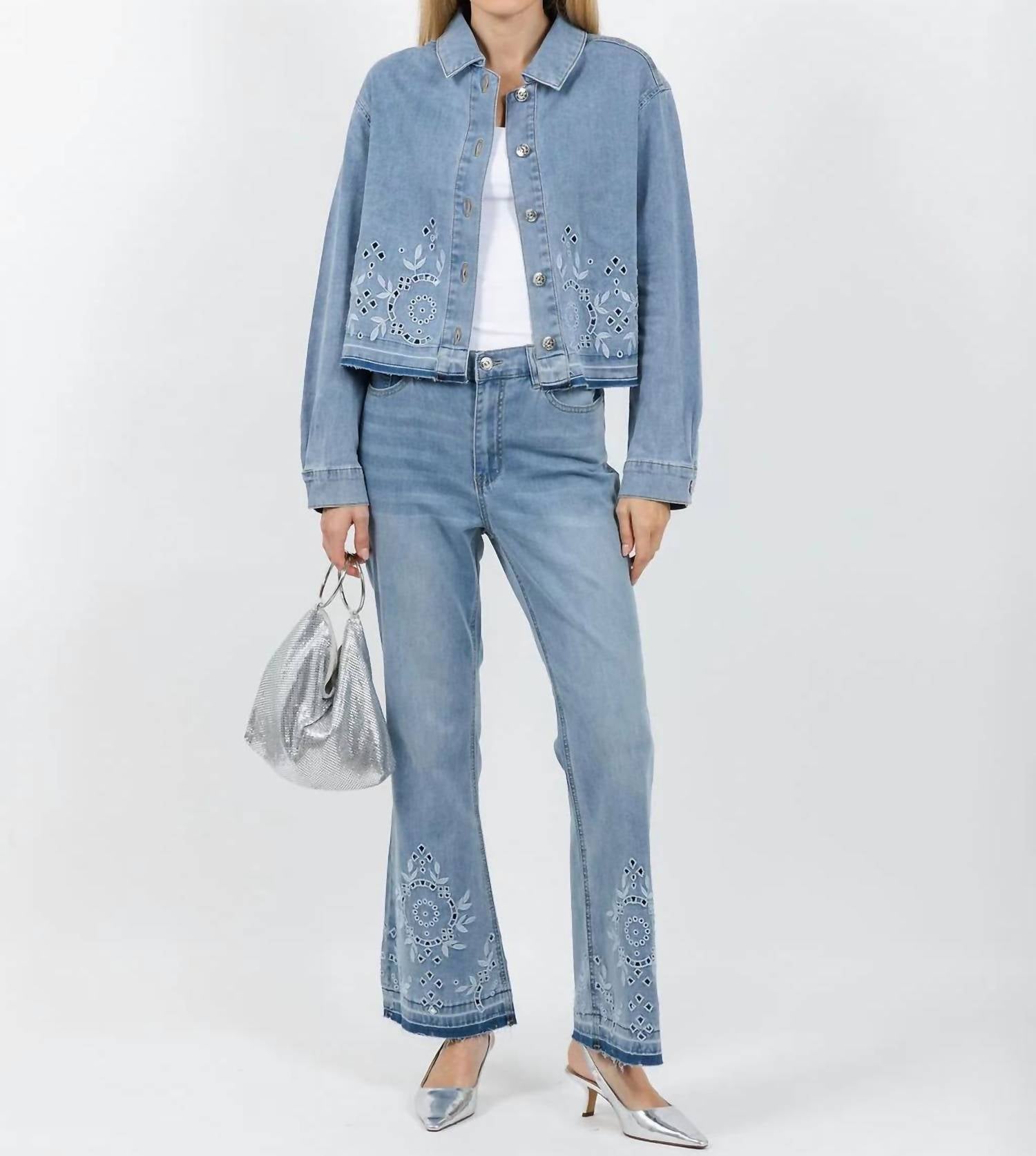 Oui - Embroidered Denim Jacket