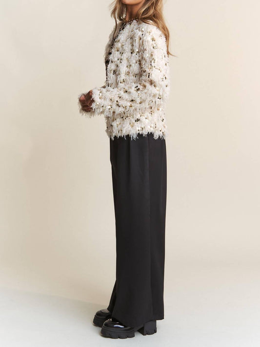 J.Nna - Fuzzy Flair Soft Sequined Jacket