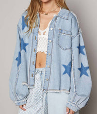 POL Star Jean Shacket in denim - women's jacket