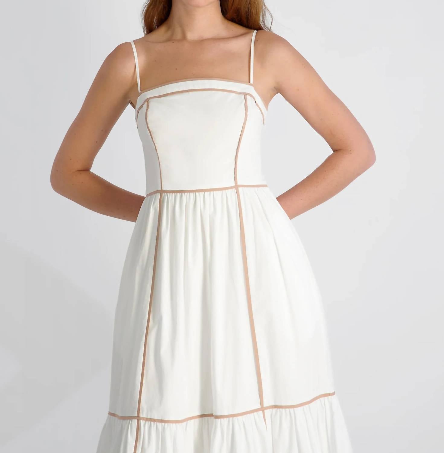 French Connection - Cambria Cotton Contrast Trim Maxi Dress
