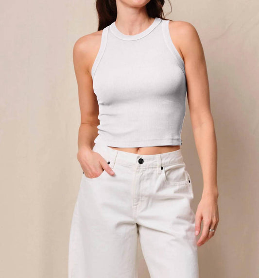 Stateside - Fine 2x1 Rib Cropped High Neck Tank Top