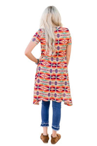 Crazy Train - Aztec Short Sleeve Tunic - Plus