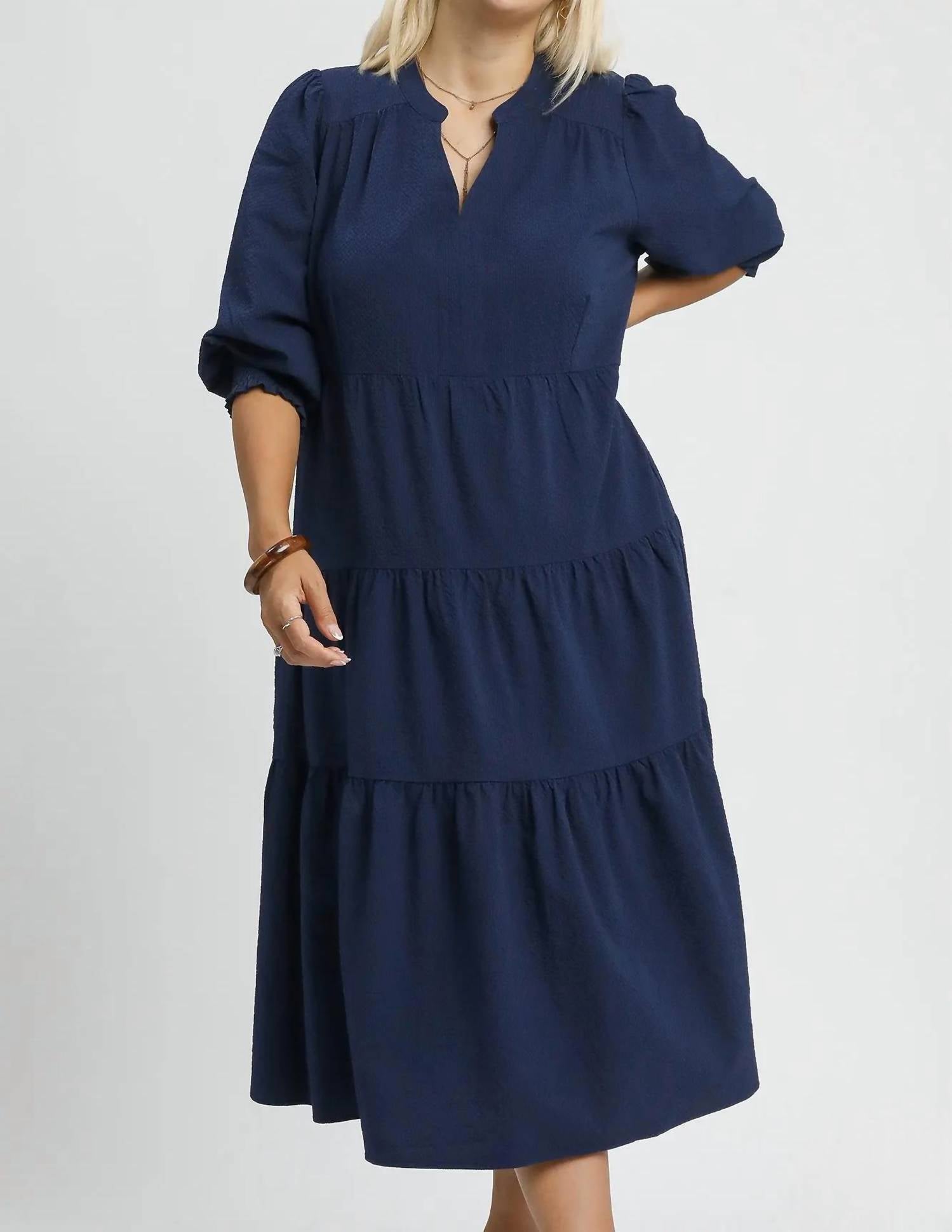 Umgee - Textured Tiered Midi Dress