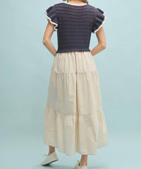 WISHLIST Milana Midi Dress in navy taupe - women's dress - detail view