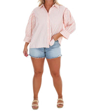 She + Sky - Women's Classic Lines Stripe Button Down Top