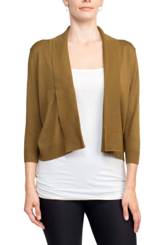 Esperanza - Open Front 3/4 Sleeve Cropped Cardigan