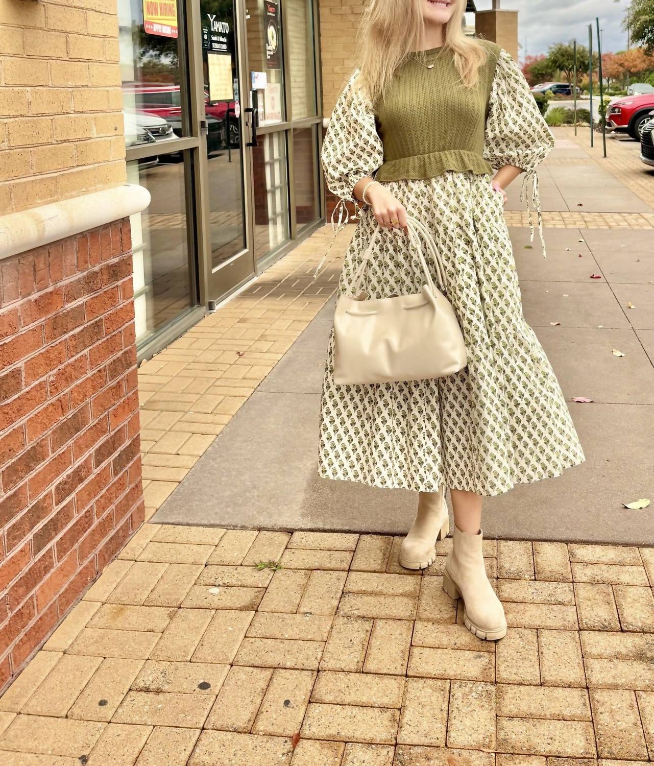 Ces Femme Bailey Midi Dress in olive - women's dress
