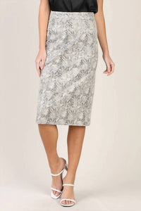 Skies Are Blue - Faux Leather Reptile Print Midi Skirt