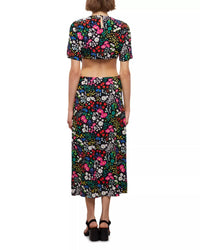 THE KOOPLES Joyful Flowers Midi Dress in floral - women's dress - detail view