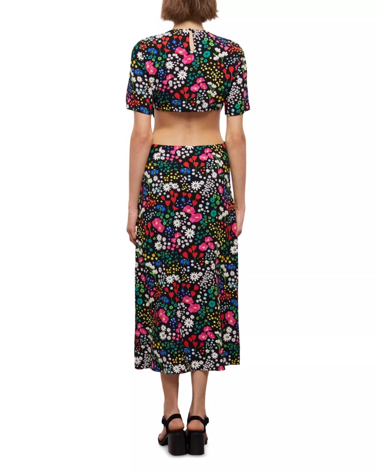 THE KOOPLES Joyful Flowers Midi Dress in floral - women's dress - detail view