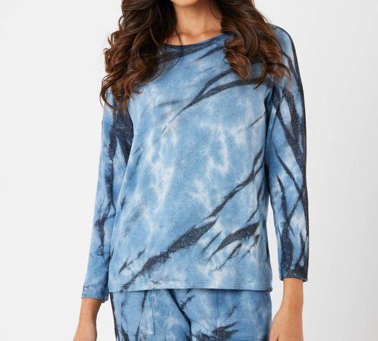 French Kyss - Marble Wash Long Sleeve Scoop Neck Top