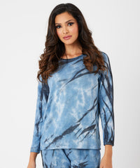 French Kyss - Marble Wash Long Sleeve Scoop Neck Top
