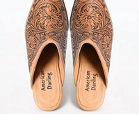 American Darling - Women's Floral Hand Curved Western Leather Sliper Loafer